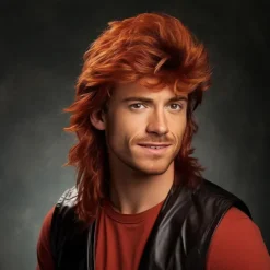 Ginger Blonde Mullet Wig Adult Funny Wigs for Men Pop Rock Wig Joe Dirt Wig for 70s 80s Wig Halloween Cosplay Party Wigs