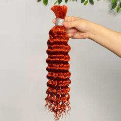 Ginger# Bulk Hair Human Hair Extension Deep Wave 1 Bundle Human Hair 12-28 Inch