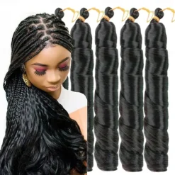 Ginger French Curl Braiding Hair 24 Inch Soft Pre Stretched Loose Wave Bouncy 100g/pack Yaki Crochet Hair for Black Women Hair Extensions for Braids