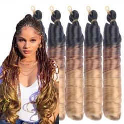 Ginger French Curl Braiding Hair 24 Inch Soft Pre Stretched Loose Wave Bouncy 100g/pack Yaki Crochet Hair for Black Women Hair Extensions for Braids