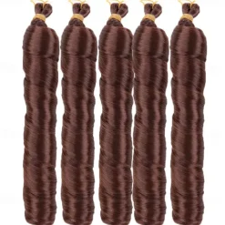 Ginger French Curl Braiding Hair 24 Inch Soft Pre Stretched Loose Wave Bouncy 100g/pack Yaki Crochet Hair for Black Women Hair Extensions for Braids