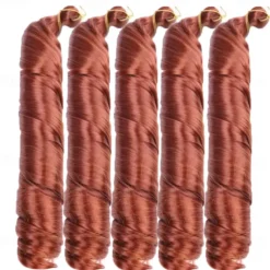 Ginger French Curl Braiding Hair 24 Inch Soft Pre Stretched Loose Wave Bouncy 100g/pack Yaki Crochet Hair for Black Women Hair Extensions for Braids