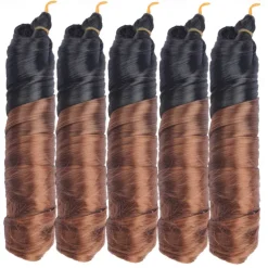 Ginger French Curl Braiding Hair 24 Inch Soft Pre Stretched Loose Wave Bouncy 100g/pack Yaki Crochet Hair for Black Women Hair Extensions for Braids