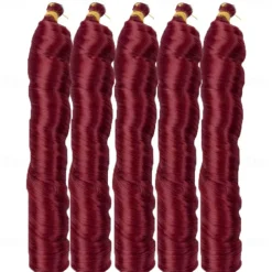 Ginger French Curl Braiding Hair 24 Inch Soft Pre Stretched Loose Wave Bouncy 100g/pack Yaki Crochet Hair for Black Women Hair Extensions for Braids