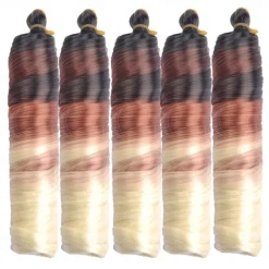 Ginger French Curl Braiding Hair 24 Inch Soft Pre Stretched Loose Wave Bouncy 100g/pack Yaki Crochet Hair for Black Women Hair Extensions for Braids