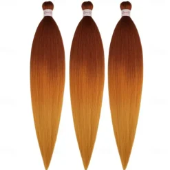 Ginger Golden Ombre Braiding Hair Pre Stretched Kanekalon Braiding Hair Box Braids Human Hair Extensions 26 inch