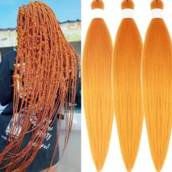 Ginger Golden Ombre Braiding Hair Pre Stretched Kanekalon Braiding Hair Box Braids Human Hair Extensions 26 inch