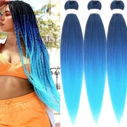 Ginger Golden Ombre Braiding Hair Pre Stretched Kanekalon Braiding Hair Box Braids Human Hair Extensions 26 inch