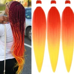Ginger Golden Ombre Braiding Hair Pre Stretched Kanekalon Braiding Hair Box Braids Human Hair Extensions 26 inch