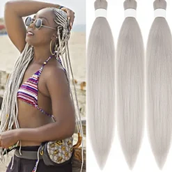 Ginger Golden Ombre Braiding Hair Pre Stretched Kanekalon Braiding Hair Box Braids Human Hair Extensions 26 inch