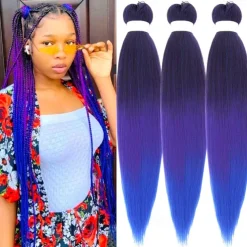 Ginger Golden Ombre Braiding Hair Pre Stretched Kanekalon Braiding Hair Box Braids Human Hair Extensions 26 inch