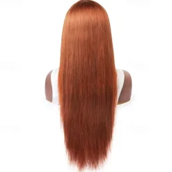 Ginger# Human hair wig Full mechanism wig Orange straight hair wig For Black Women