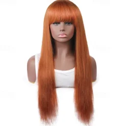 Ginger# Human hair wig Full mechanism wig Orange straight hair wig For Black Women