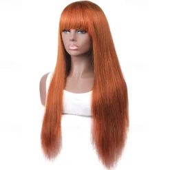 Ginger# Human hair wig Full mechanism wig Orange straight hair wig For Black Women