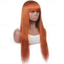 Ginger# Human hair wig Full mechanism wig Orange straight hair wig For Black Women