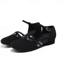 Girls' Black Dance Shoes with Adjustable Straps - Comfortable Performance Shoes for Ballet, Jazz, and Modern Dance