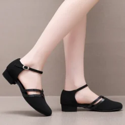 Girls' Black Dance Shoes with Adjustable Straps - Comfortable Performance Shoes for Ballet, Jazz, and Modern Dance