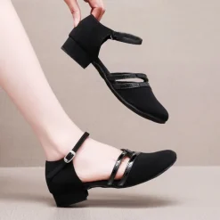 Girls' Black Dance Shoes with Adjustable Straps - Comfortable Performance Shoes for Ballet, Jazz, and Modern Dance