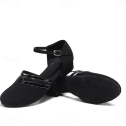Girls' Black Dance Shoes with Adjustable Straps - Comfortable Performance Shoes for Ballet, Jazz, and Modern Dance