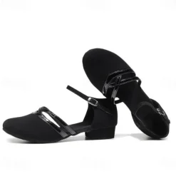 Girls' Black Dance Shoes with Adjustable Straps - Comfortable Performance Shoes for Ballet, Jazz, and Modern Dance