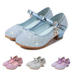Girls' Cosplay Shoes Heels Glitters Cosplay Heel Cosplay Lolita Rubber PU Cosplay Big Kids(7years +) Little Kids(4-7ys) School Party Birthday Walking Shoes Outdoor Buckle Purple Rosy Pink Blue Fall