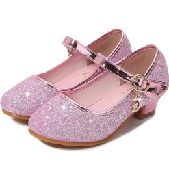 Girls' Cosplay Shoes Heels Glitters Cosplay Heel Cosplay Lolita Rubber PU Cosplay Big Kids(7years +) Little Kids(4-7ys) School Party Birthday Walking Shoes Outdoor Buckle Purple Rosy Pink Blue Fall