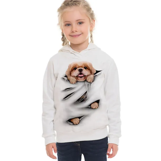 Girls' 3D Animal Cat Hoodie Long Sleeve 3D Print Spring Fall Winter Fashion Streetwear Adorable Kids 3-12 Years Outdoor Daily Indoor Regular Fit