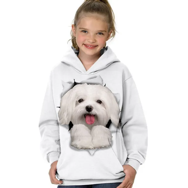 Girls' 3D Animal Cat Hoodie Long Sleeve 3D Print Spring Fall Winter Fashion Streetwear Adorable Kids 3-12 Years Outdoor Daily Indoor Regular Fit