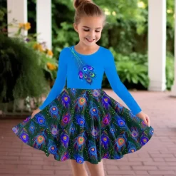 Girls' 3D Animal Dress Long Sleeve 3D Print Fall Winter Sports & Outdoor Daily Holiday Cute Casual Beautiful Kids 3-12 Years Casual Dress A Line Dress Above Knee Polyester Regular Fit