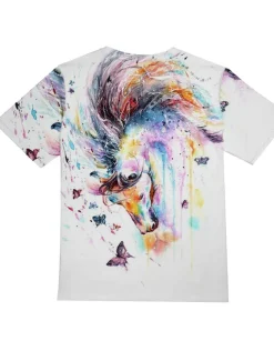 Girls' 3D Animal Horse T shirt Short Sleeve 3D Print Summer Spring Active Fashion Cute Kids 3-12 Years Outdoor Daily Indoor Regular Fit
