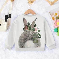 Girls' 3D Animal Rabbit Bunny Sweatshirt Long Sleeve 3D Print Summer Fall Fashion Streetwear Adorable Kids 3-12 Years Outdoor Casual Daily Regular Fit