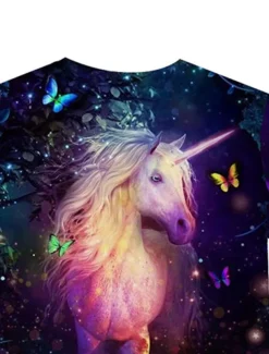 Girls' 3D Animal Unicorn T shirt Short Sleeve 3D Print Summer Spring Active Fashion Cute Kids 3-12 Years Outdoor Daily Indoor Regular Fit