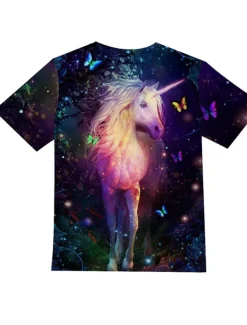 Girls' 3D Animal Unicorn T shirt Short Sleeve 3D Print Summer Spring Active Fashion Cute Kids 3-12 Years Outdoor Daily Indoor Regular Fit