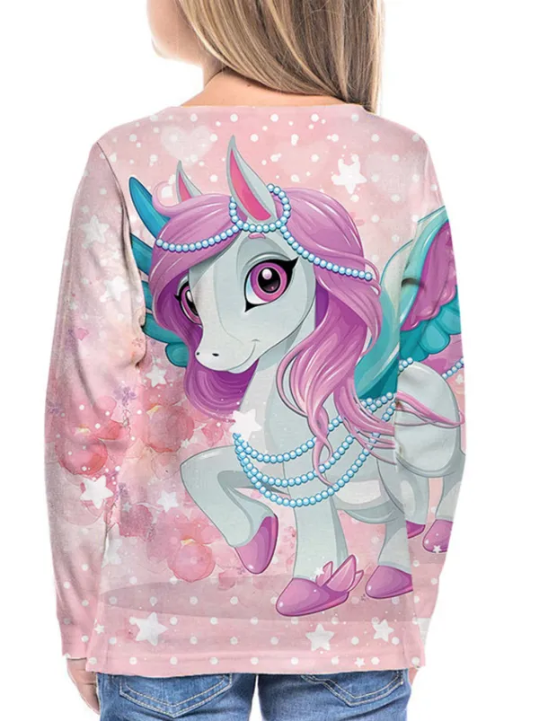 Girls' 3D Animal Unicorn T shirt Long Sleeve 3D Print Summer Spring Fall Active Sports Fashion Kids 3-12 Years Outdoor Daily Indoor Regular Fit