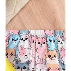 Girls' 3D Cartoon Cat Sports Suit Hoodie Set Tracksuits Long Sleeve Spring Fall Daily Casual Comfort Kids 4 years+ Hooded Outdoor Vacation Sports Tailored Fit