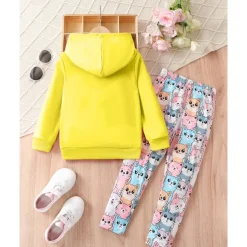Girls' 3D Cartoon Cat Sports Suit Hoodie Set Tracksuits Long Sleeve Spring Fall Daily Casual Comfort Kids 4 years+ Hooded Outdoor Vacation Sports Tailored Fit
