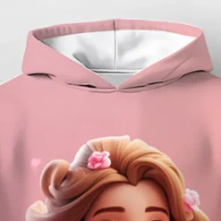 Girls' 3D Cartoon Hoodie & Legging Set Pink Long Sleeve 3D Print Spring Fall Active Fashion Daily Kids 3-12 Years Hooded Outdoor Vacation Date Regular Fit