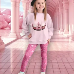 Girls' 3D Cat Sweatshirt & Legging Set Set Long Sleeve 3D Print Fall Winter Active Fashion Daily Kids 3-12 Years Crew Neck Outdoor Vacation Date Regular Fit