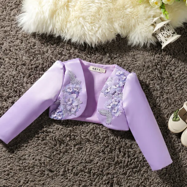 Girls' 3D Coat Long Sleeve Summer Spring Cute Kids 3-12 Years Formal Party Slim