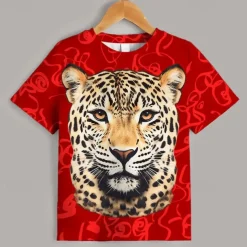Girls' 3D Graphic Animal Leopard T shirt Tee Short Sleeve 3D Print Summer Spring Active Fashion Streetwear Kids 3-12 Years Outdoor Casual Daily Regular Fit