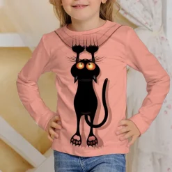 Girls' 3D Graphic Animal T shirt Tee Long Sleeve Spring Fall Fashion Basic Kids 4-12 Years Crew Neck Outdoor Casual Daily Regular Fit