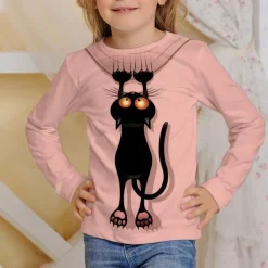 Girls' 3D Graphic Animal T shirt Tee Long Sleeve Spring Fall Fashion Basic Kids 4-12 Years Crew Neck Outdoor Casual Daily Regular Fit