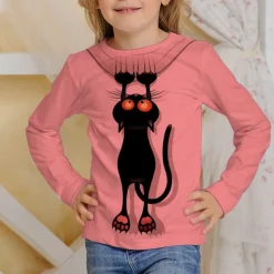 Girls' 3D Graphic Animal T shirt Tee Long Sleeve Spring Fall Fashion Basic Kids 4-12 Years Crew Neck Outdoor Casual Daily Regular Fit
