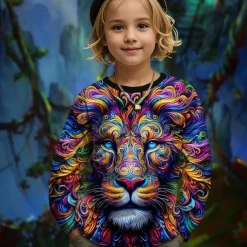 Girls' 3D Graphic Animal T shirt Tee Long Sleeve Spring Fall Fashion Basic Kids 4-12 Years Crew Neck Outdoor Casual Daily Regular Fit
