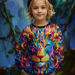 Girls' 3D Graphic Animal T shirt Tee Long Sleeve Spring Fall Fashion Basic Kids 4-12 Years Crew Neck Outdoor Casual Daily Regular Fit