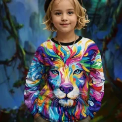 Girls' 3D Graphic Animal T shirt Tee Long Sleeve Spring Fall Fashion Basic Kids 4-12 Years Crew Neck Outdoor Casual Daily Regular Fit