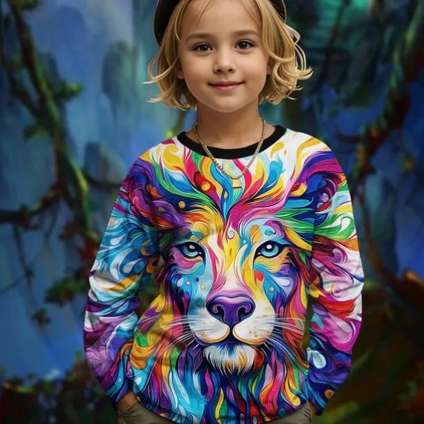 Girls' 3D Graphic Animal T shirt Tee Long Sleeve Spring Fall Fashion Basic Kids 4-12 Years Crew Neck Outdoor Casual Daily Regular Fit