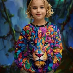 Girls' 3D Graphic Animal T shirt Tee Long Sleeve Spring Fall Fashion Basic Kids 4-12 Years Crew Neck Outdoor Casual Daily Regular Fit