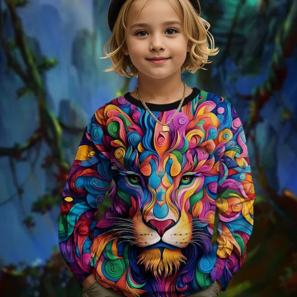 Girls' 3D Graphic Animal T shirt Tee Long Sleeve Spring Fall Fashion Basic Kids 4-12 Years Crew Neck Outdoor Casual Daily Regular Fit