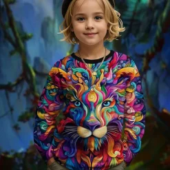 Girls' 3D Graphic Animal T shirt Tee Long Sleeve Spring Fall Fashion Basic Kids 4-12 Years Crew Neck Outdoor Casual Daily Regular Fit